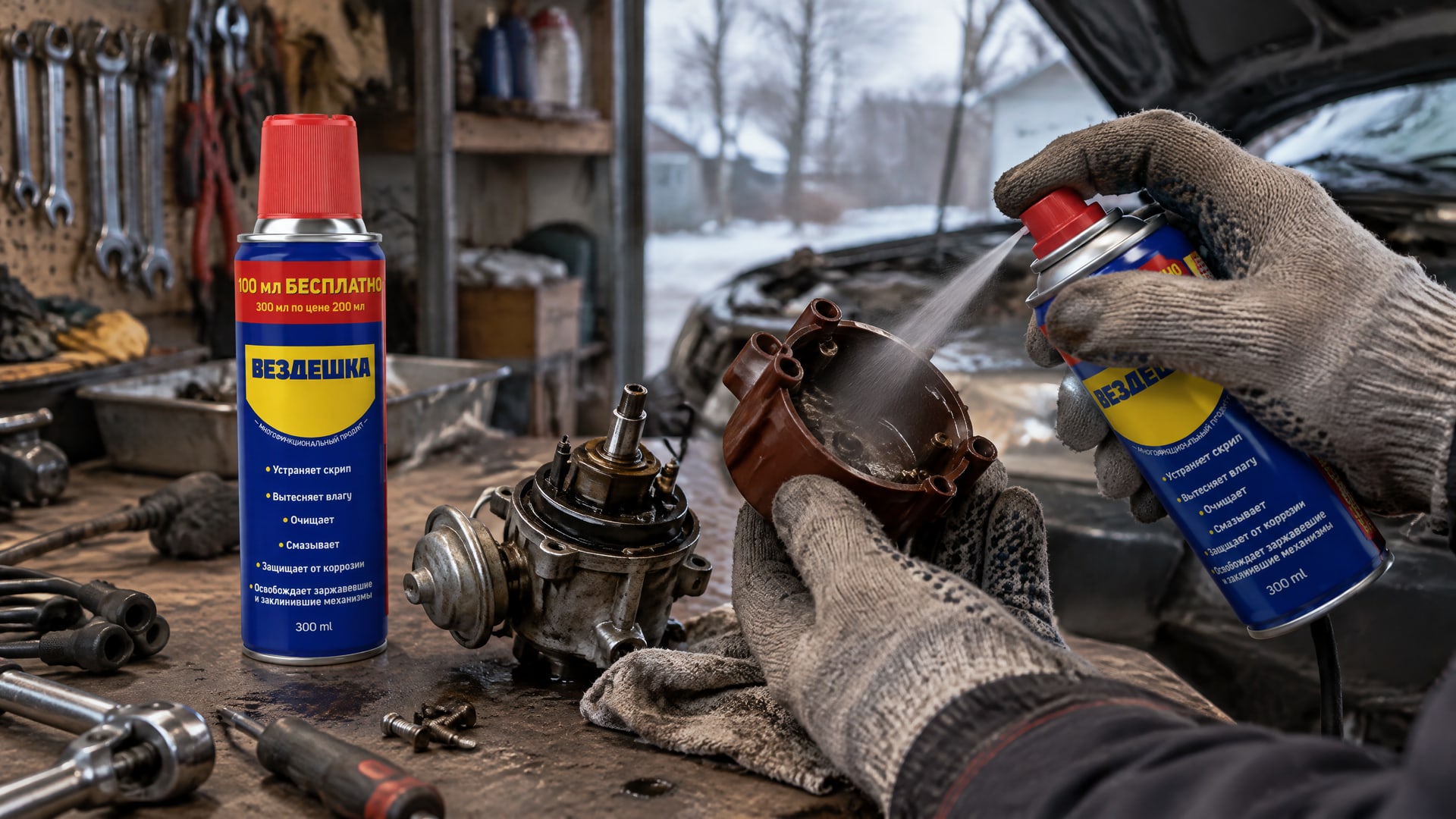 ���� � �������� ������� ������������� ������ WD-40 �� ��������.