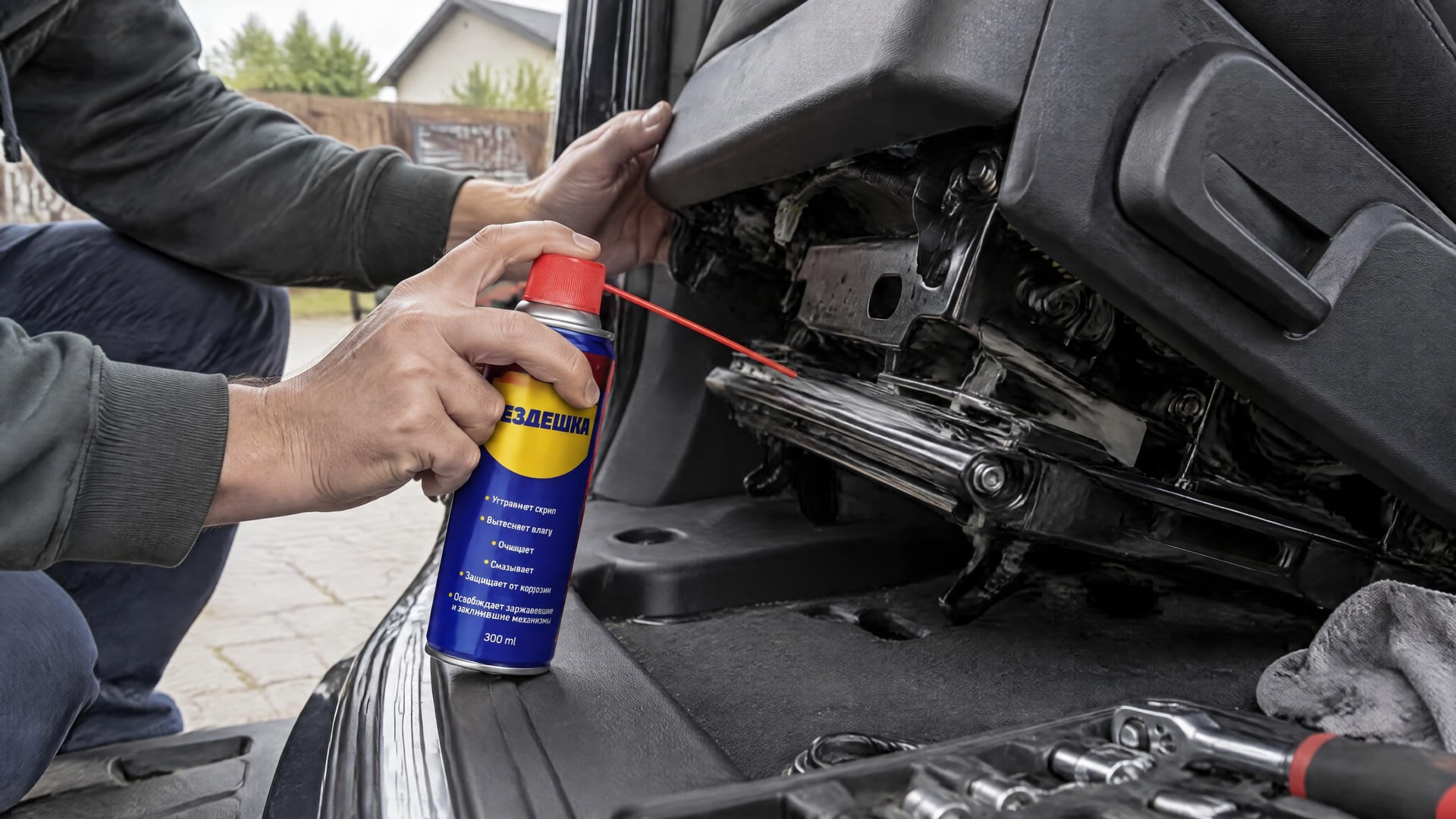 ���� � �������� ������� ������������� ������ WD-40 �� ������.